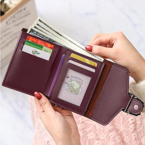 Image of Kraptick Women s Wallet Stylish Compact Purse Clutch with Card & Coin Holder Debit Card Organizer, Travel Wallet & Money Organizer for Women with 8 Card Slots (Burgundy) (Pack of 2)