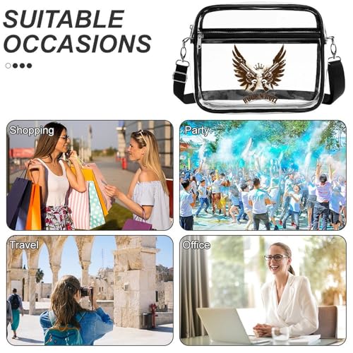 Rock N Roll Gun Large Crossbody Bag Clear Stadium Bag Anti-Theft Side Shoulder Bags Messenger Bag with 2 Compartments4