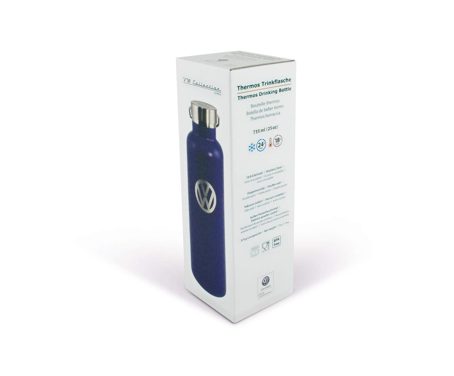 BRISA VW Collection 740 ml Stainless Steel Vacuum Flask with Logo VW Logo (VW Logo, Blue)