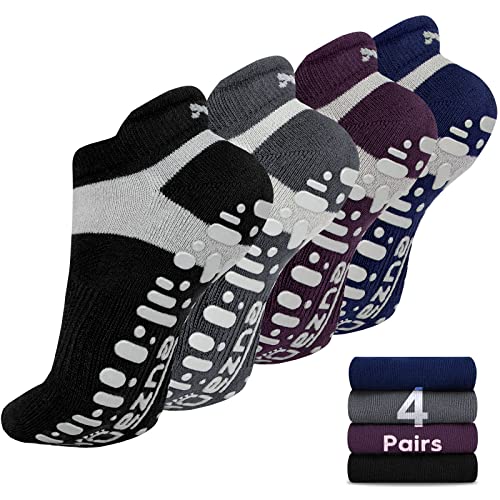 Image of Muezna Non Slip Yoga Socks for Women, Anti-Skid Pilates, Barre, Hospital Socks with Grips, Size 5-10