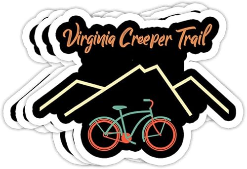Virginia Creeper Trail - Decoraciones de regalo retro para bicicleta de montaña y caminata, calcomanías de vinilo de 4 x 3, calcomanía para laptop,
