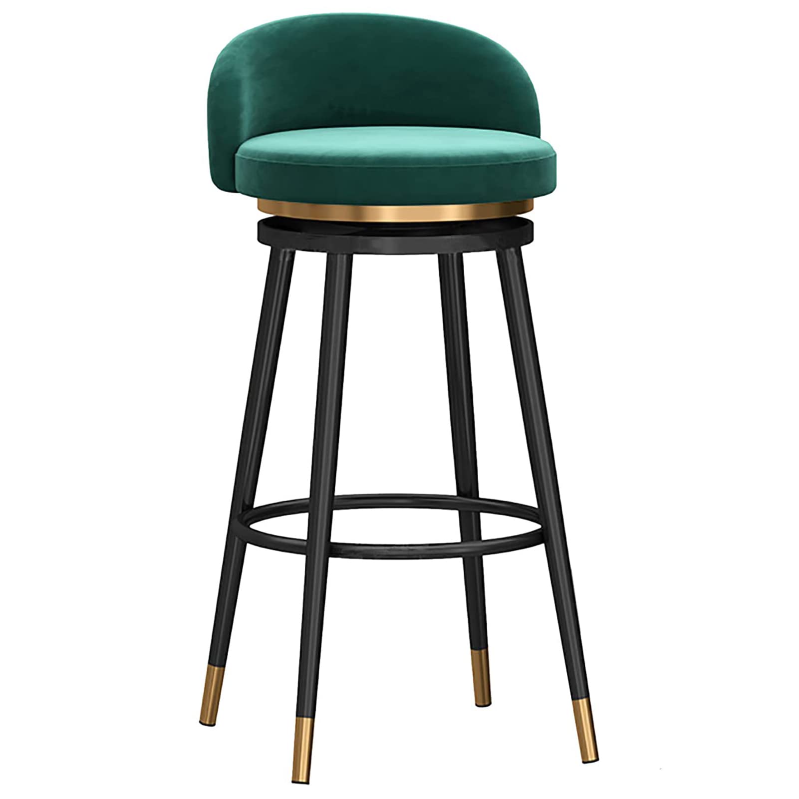 IUokLU Velvet Swivel Bar Stool with Backrest and Footrest for Home Kitchen Office Metal Chair for Dining Counter Reception