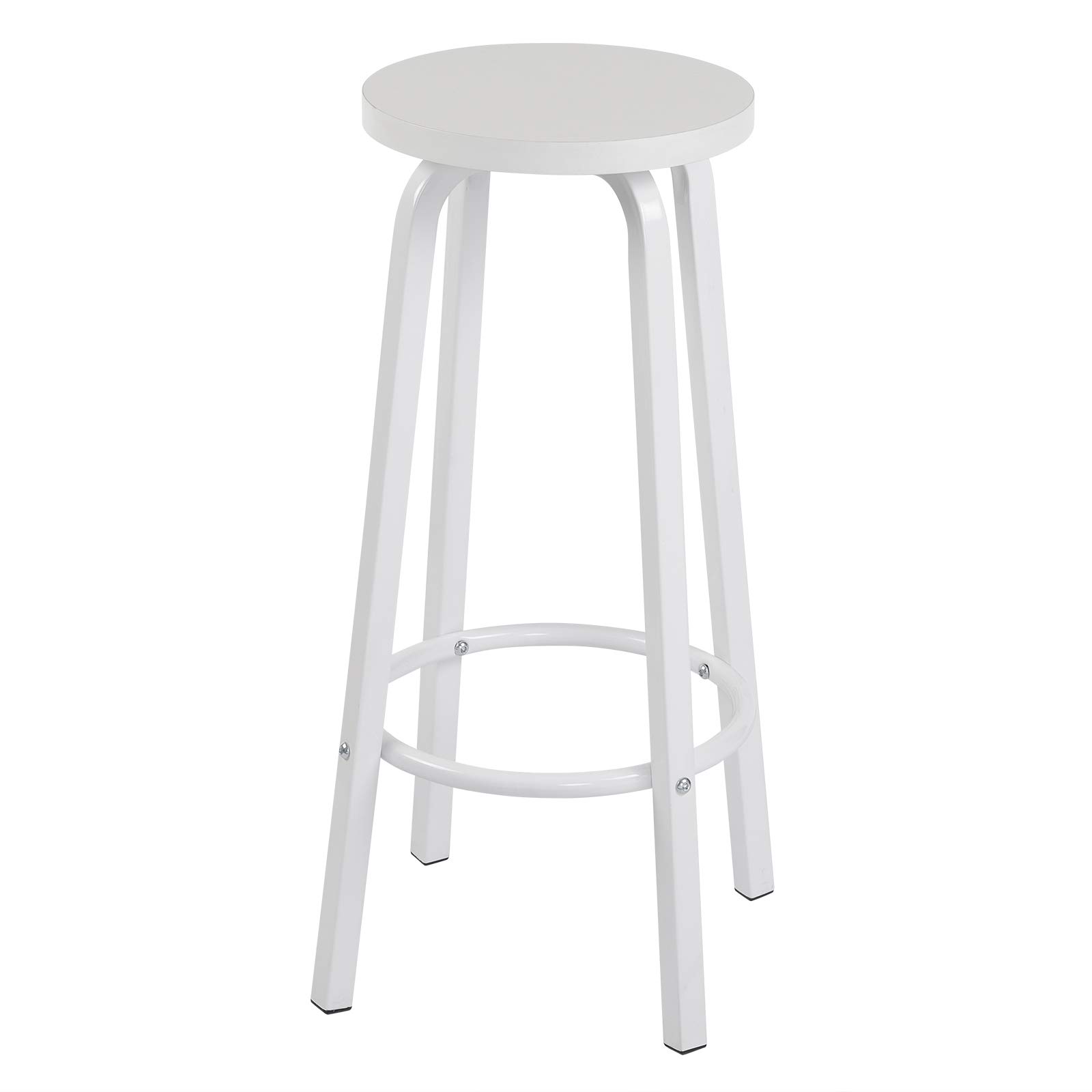WOLTU Sgabelli da Bar Set di 4, Sgabello Alti 72cm con Poggiapiedi Seduta Tonda Alta Sedia per Cucina Ristorante in Acciaio e Legno Bianco