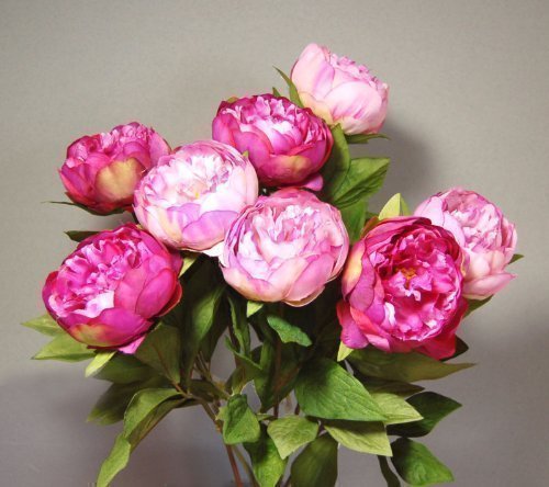 Eight Stems of Artificial Silk Pink Peonies
