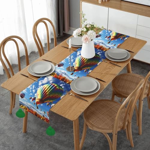 Chemin de table montgolfière en lin pour protéger et décorer la table de fête - 2