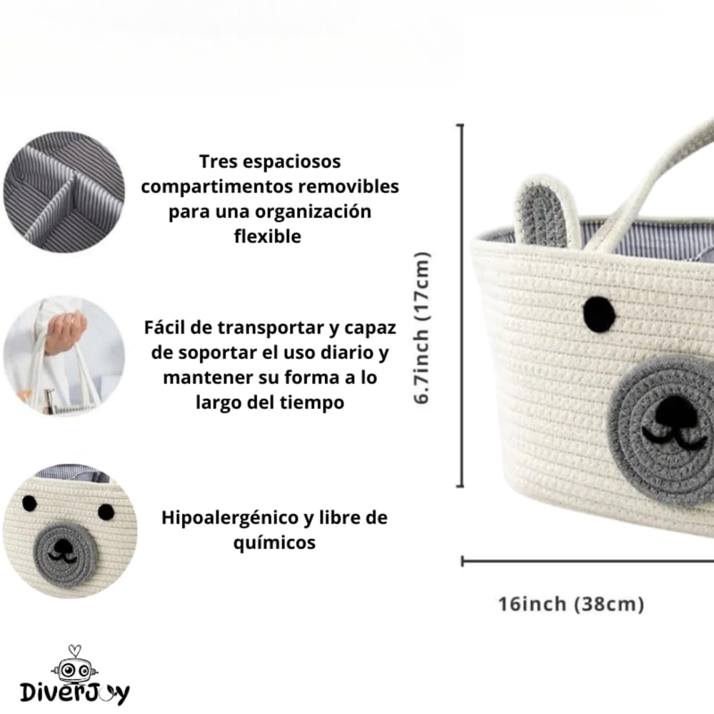 Organizador de pañales para bebé, cesta de regalo bebé, canastilla, cestas bebé, canastilla bebé recién nacido, regalo bebé, pañales bebé recién nacido, cesta regalo (BLANCO)
