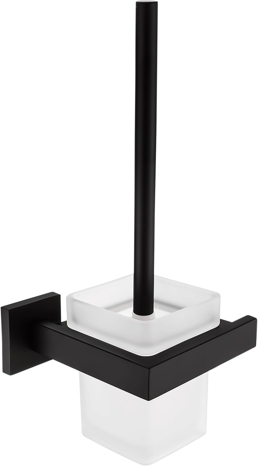 Upgraded Toilet Cleaner Bowl Brush and Holder Set Wall Mounted Modern Metal Glass Black Scrubber Scrub Brushes Wand Household Supplies Essential Heavy Duty Best Home House Accessories