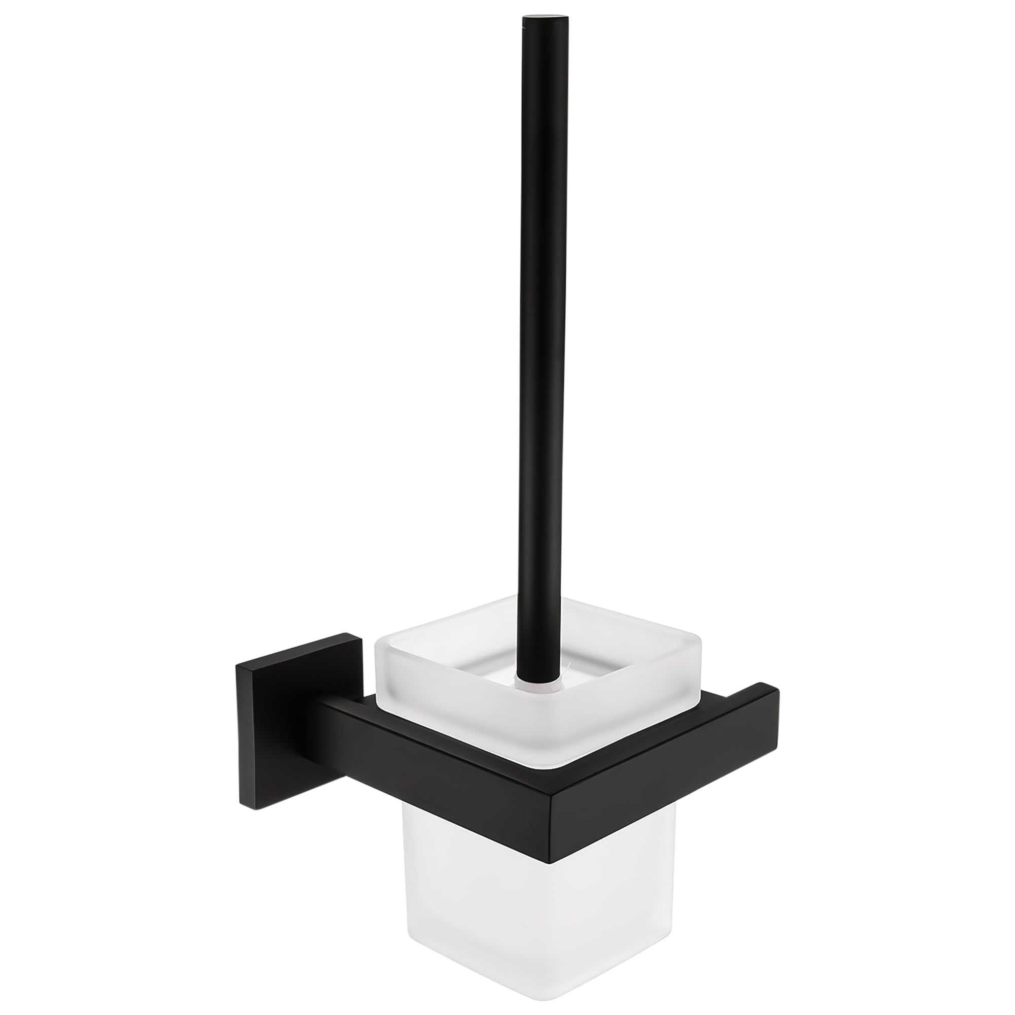 Upgraded Toilet Cleaner Bowl Brush and Holder Set Wall Mounted Modern Metal Glass Black Scrubber Scrub Brushes Wand Household Supplies Essential Heavy Duty Best Home House Accessories