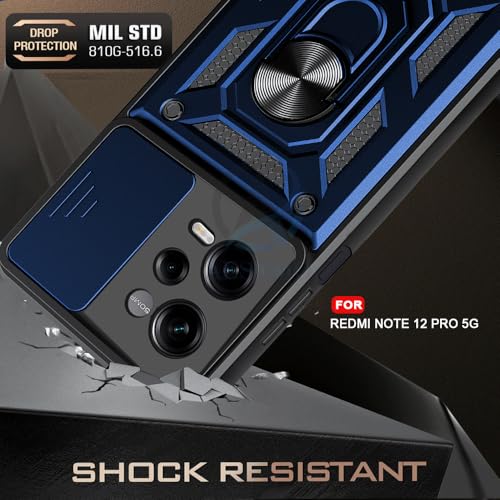 Image of AESTMO Tough Armor Redmi Note 12 Pro 5G / Poco X5 Pro 5G Bumper Back Case Cover | Sliding Camera Shield Cover | 360 Degree Protection Back Case Cover for Redmi Note 12 Pro 5G / Poco X5 Pro 5G (Blue)