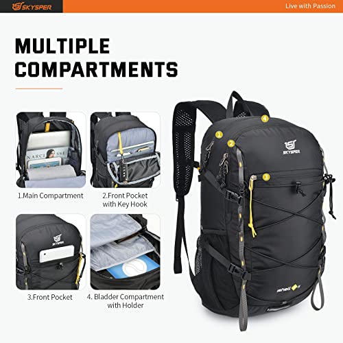 SKYSPER Foldable Hiking Backpack 30L Lightweight Travel Rucksack Packable Daypack Carry-on Backpack for Women Men(Black) - Image 4