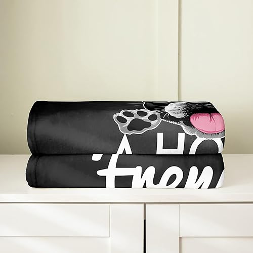 Miniatura 4 de Manta de forro polar con diseño de cachorro francés para cama de niños y niñas, manta mullida de bulldog blanco y negro para todas las estaciones,