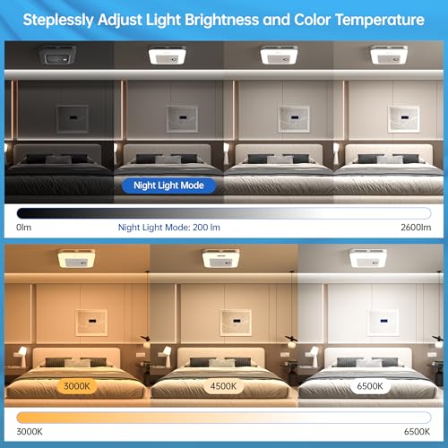 Image of Bathroom Exhaust Fan with Bluetooth Speaker & RGB Light, 230 CFM Ultra Quiet Ceiling Vent Fan with Remote, 3CCT Dimmable LED Light, 7 Color Mood Lighting, 1.0 Sone for Bathrooms up to 200 Sq.Ft