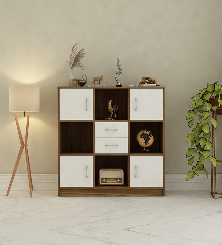 Settle Multipurpose Storage Unit/Engineered Wood Free Standing Cabinet (Finish Color - Lyon Teak, White, Knock Down)-image-28