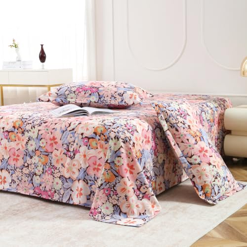 Image of Dew Cotton Bedsheet for Double Bed 160 TC 250 x 225 CM, Pink | Soft Lightweight Microfiber Bedsheet with 2 Pillow Covers, King Size 250 x 225 cm, Wrinkle Resistant & Easy Care Bedding