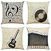 Fundas de Cojín Paquete de 4 Poliéster Lino 50x50cm Nota Musical Impreso Cuadrado Fundas de Almohada Serie de para Sofá Cama Decorativa Hogar Coche,Interior,Exterior