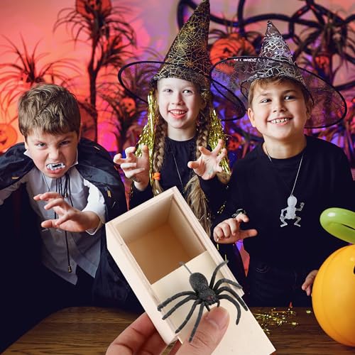 YiliYa Spinne In Box, 2 Stücke Spinne Streich-Box, Scherzartikel zum Erschrecken Lustig Spinne in Einer Holzkiste Spielzeug-Streich, Geschenk für Frau und Mann witzig Überraschungsbox