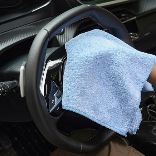 Image of Amazon Basics Pack of 4 Microfiber Cleaning Cloth | 350 GSM | Ultra Soft | Super Absorbent | Reusable | Multicolor| 40cm X 40cm