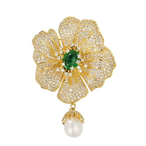 Ailonmei Floral Series Elegant Brooch Pins For Woman Fashion Jewelry, Large Vintage Costume Broches Christmas Gift (Camellia, Gold) #TOP8