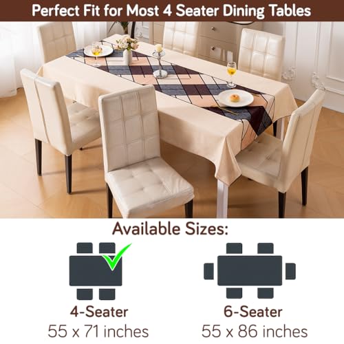 Image of HOKIPO Modern Grace Table Cloth for 4 Seater, 55x71 in, Earthy Matrix