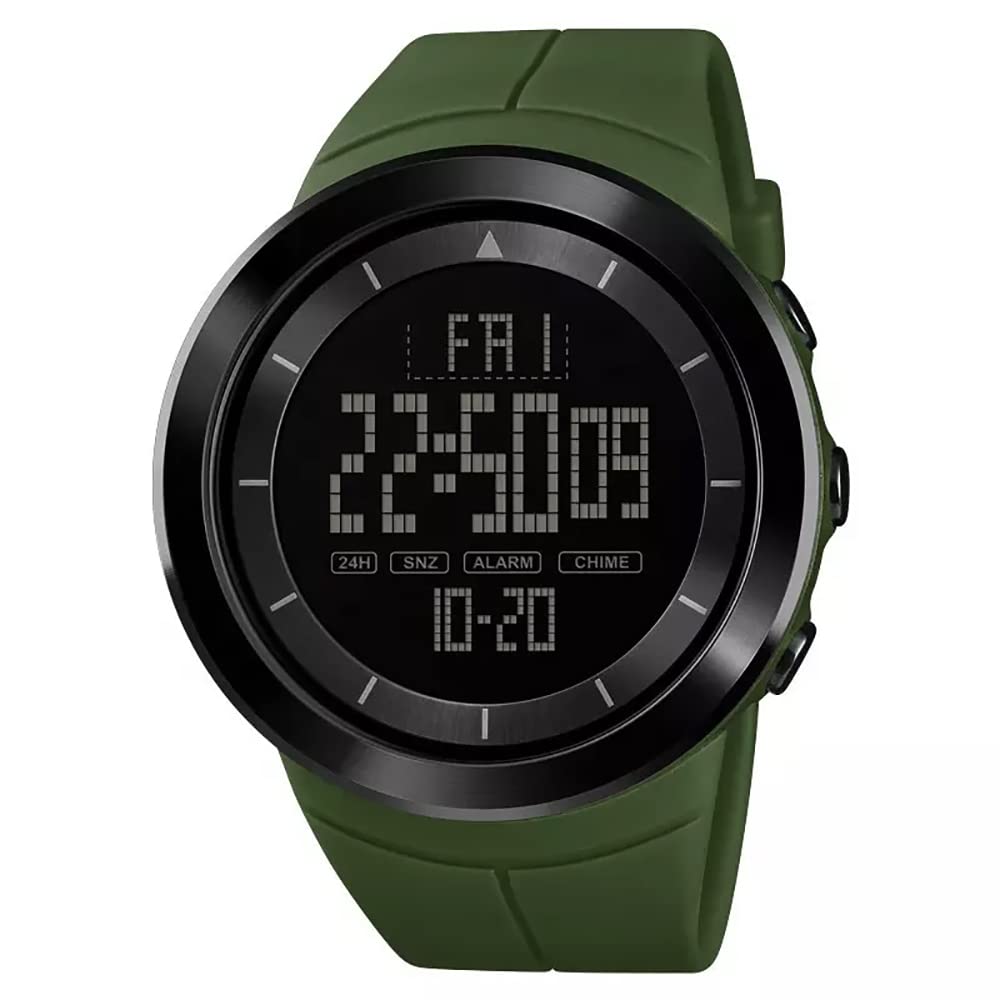 Shocknshop Silicone Men Digital Sports Big Cool Mens Watches Waterproof Alarm Stopwatch Back Light Watch for Men & Boys -Sk1402 (Green), Black Dial, Green Band (B0BQFFYRVG) Amazon Price History, Amazon Price Tracker