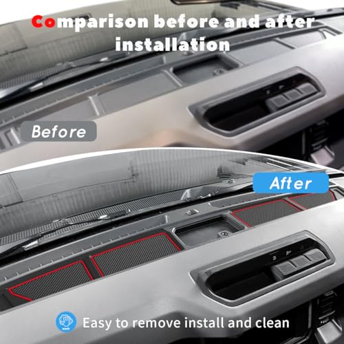 Auovo Anti Dust Mat Compatible with Ford Bronco Accessories 2021 2022 2023 2024 Dashboard Mat Cup Holder Inserts Center Console Door Liners (Automatic Transmission)(Red Trim, 4 Doors) by auovo - Image 3