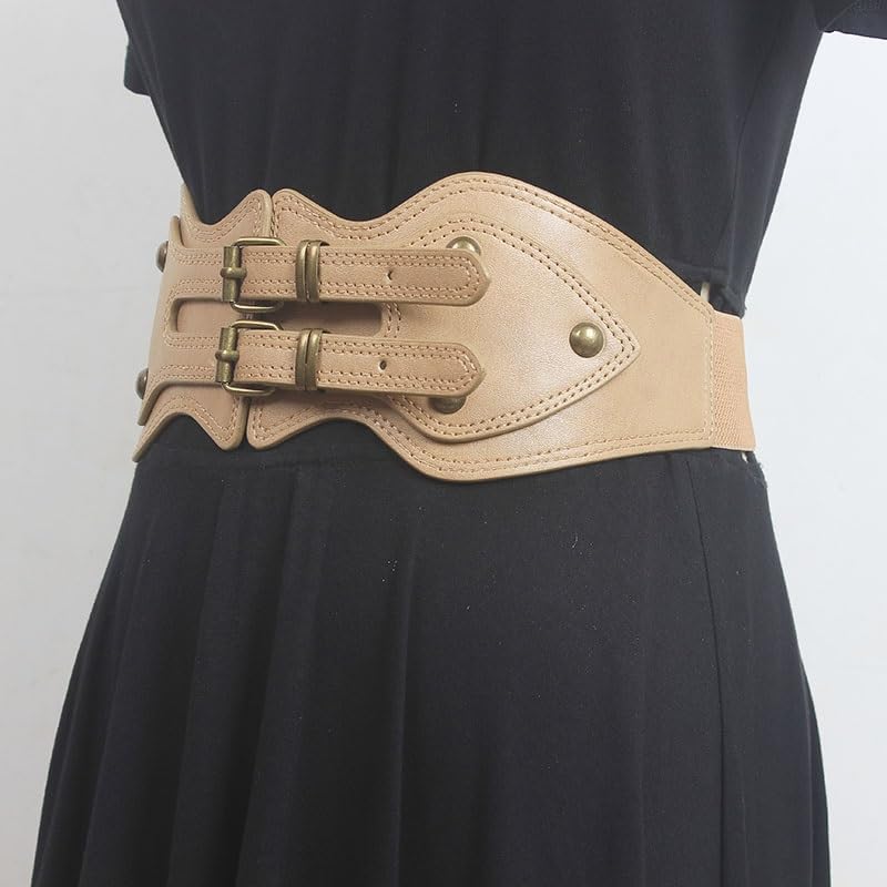 Wide belt decorative skirt vintage buckle elastic waist sealing women's high sense of Mongolian trench coat3