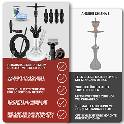 Shisha Set Komplett XXL Paket Shisha 4 Anschlüsse mit grandiosem