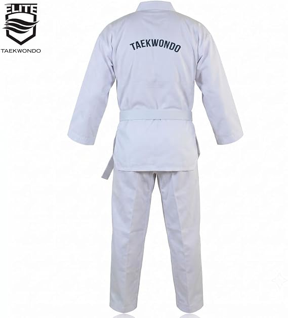 ELITE - クラシックホワイトカラー テコンドーユニフォーム TKD Dobok リブ生地