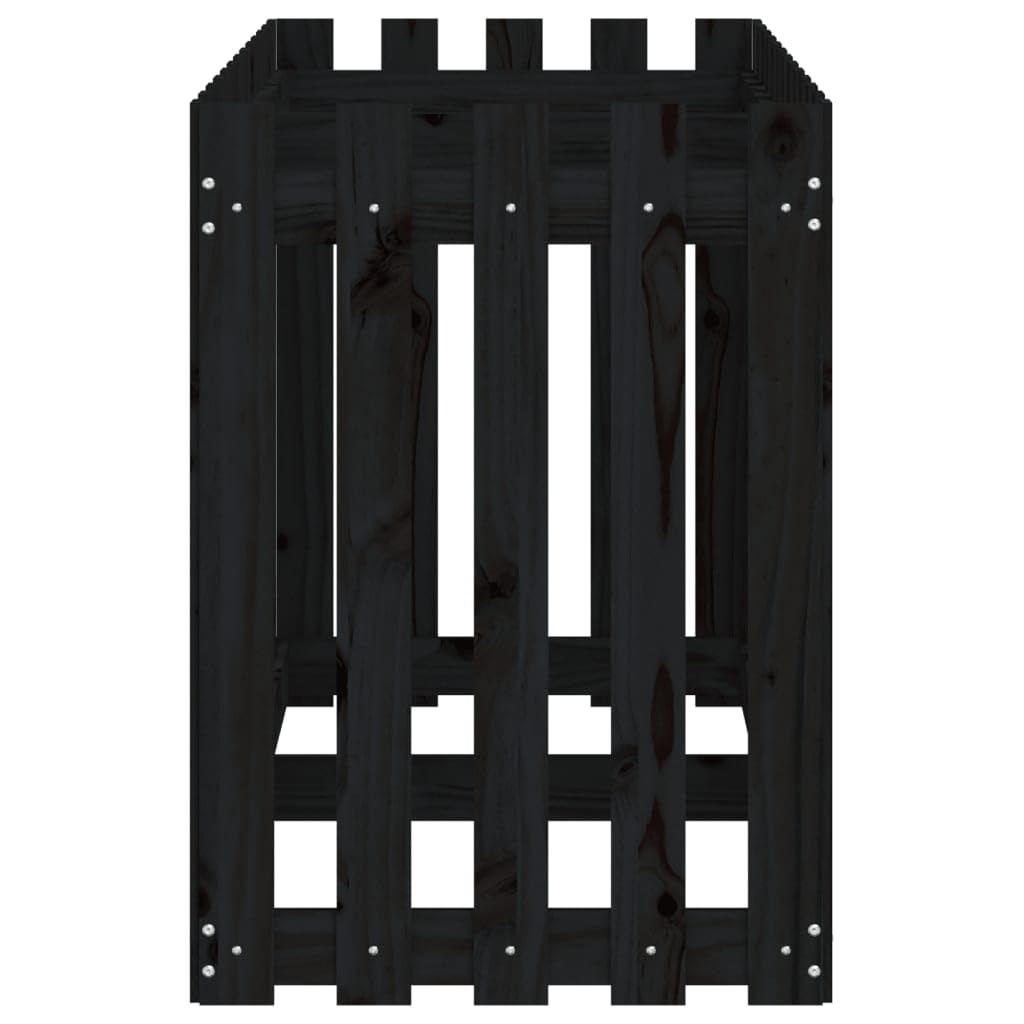 Bancal de madera maciza de pino para jardín (150 x 50 x 70 cm), color negro