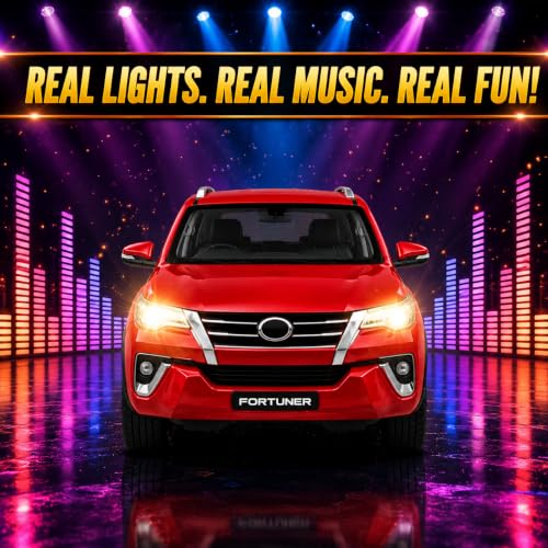 Image of 1:32 Scale Fortuner Die Cast Metal Pull Back Toy Car with Openable Doors Lights and Sound Realistic SUV Model 4x4 Miniature Collectible Vehicle for Kids Boys Girls Gift Toy Durable Red Fortuner Car