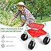 Shulemin 360° Swivel Garden Cart Seat - Height Adjustable Rolling Stool with Tool Tray & All-Terrains Wheels, 330Lbs Heavy Duty Gardening Stool for Seniors, Elderly, Knee Pain Relief Red