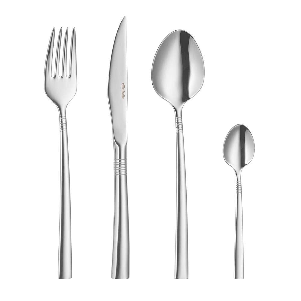 VILLA ITALIA Komplet sztućców Zestaw sztućców Sztućce stołowe Łyżki Widelce Noże Stal nierdzewna chromoniklowa Styl klasyczny Zestaw sztućców 6 osób 24 elementy VICTORIA