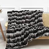 inchgrass Luxury Soft Faux Mink Fur Throw Blanket Shaggy Plush Elegant Weighted Handmade Thick Blank
