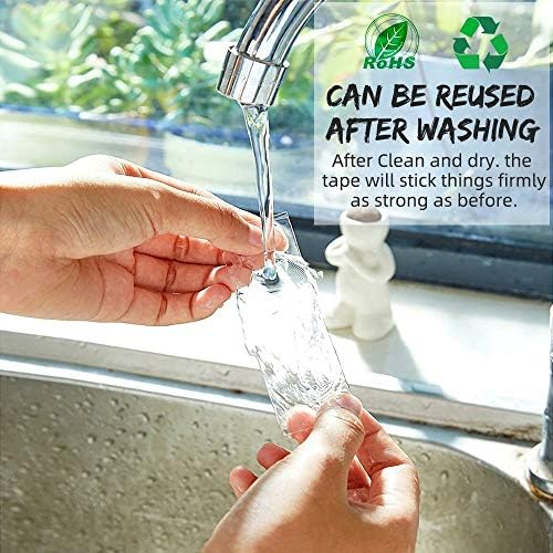Peakally yıkanabilir, iz bırakmayan, çift taraflı, yapışkan, şeffaf nano bant, ekstra güçlü, kalıntı bırakmaz, çıkarılabilir ve tekrar kullanılabilir, halı sabitlemesi için, duvar dekorasyonu, 1 rulo, 3 metre - Görsel 6