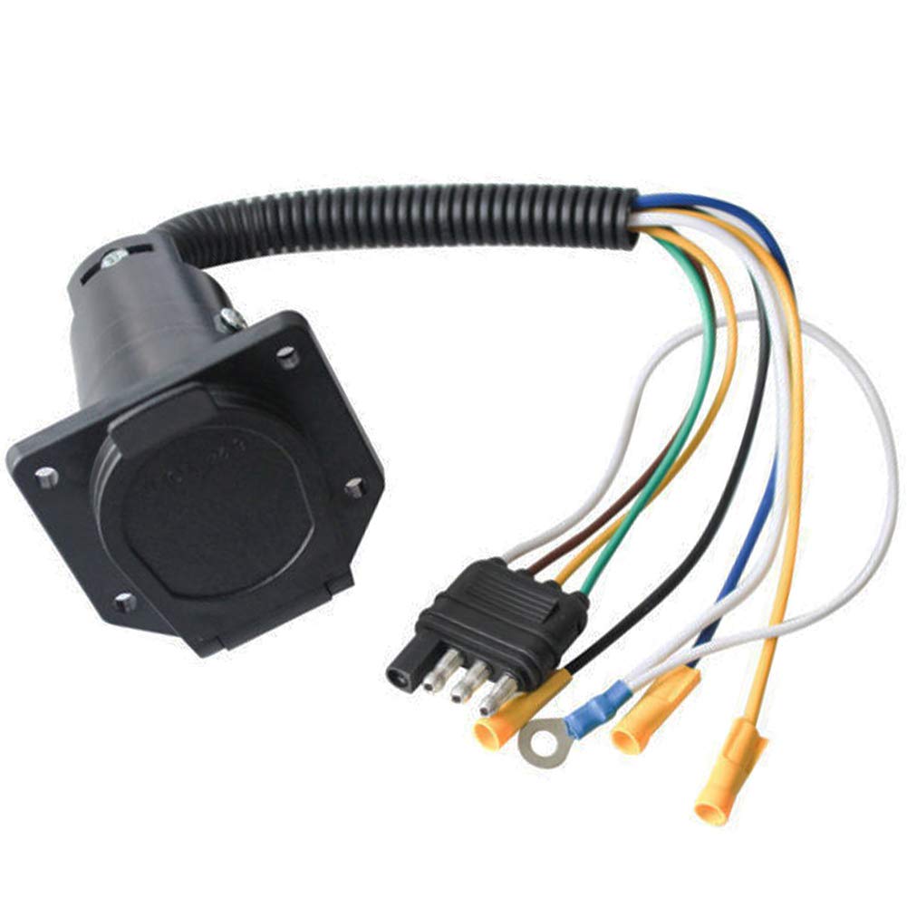 CARROFIX4 Way Flat Plug to 7 Way RV Blade Trailer Wiring Adapter Connector