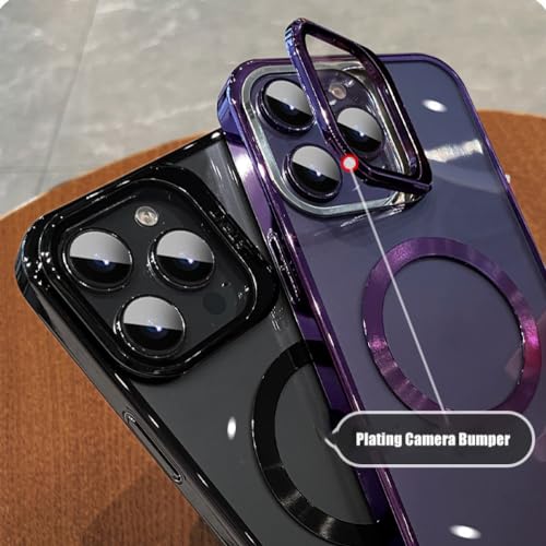 Étui magnétique transparent haut de gamme pour iPhone 14 Pro Max Argent - 5