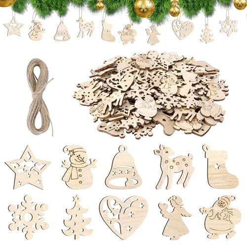 Songella Weihnachtsdekoration aus Holz Kleine Anhänger Holz Deko mit...