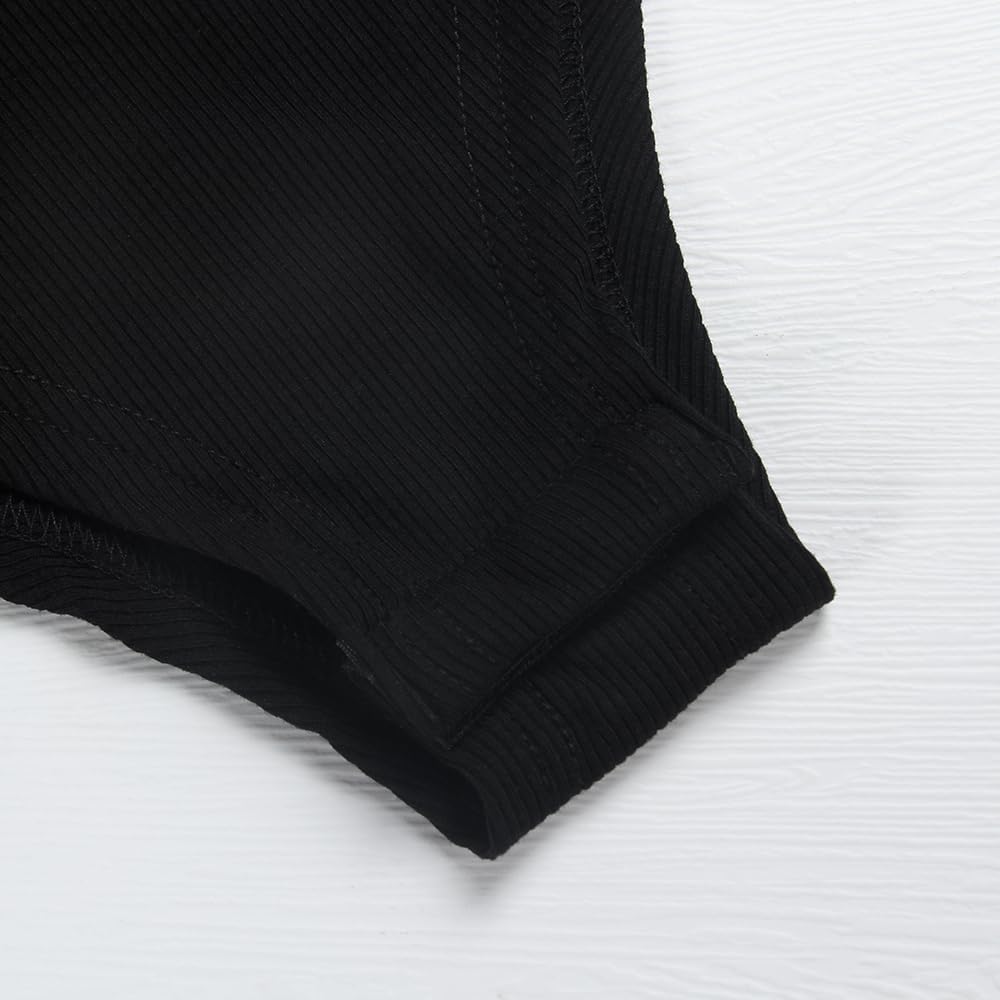 GEMBERA Women's Long Sleeve Boat Neck Soft Ribbed Basic Fitted Bodysuit Top Shirts - Image 4