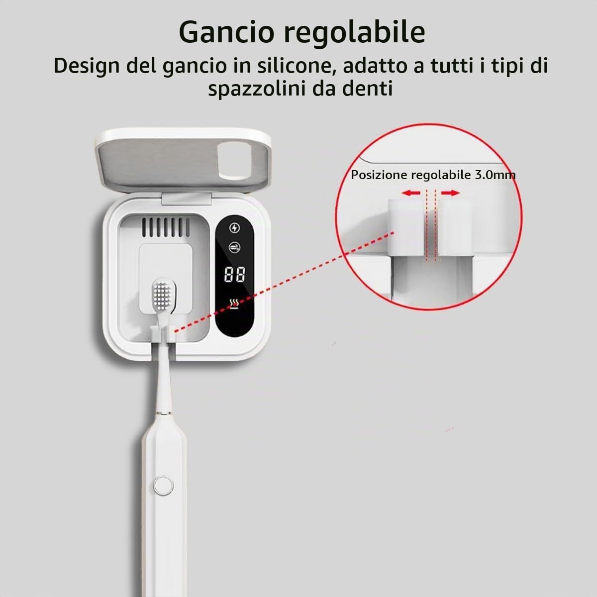 Sterilizzatore Spazzolini Da Denti Uv Disinfettante Per Spazzolini A Basso Rumore, Sterilizzatore Per Spazzolini 1000mah Scatola Portatile Per Asciugatura E Disinfezione, Bianco