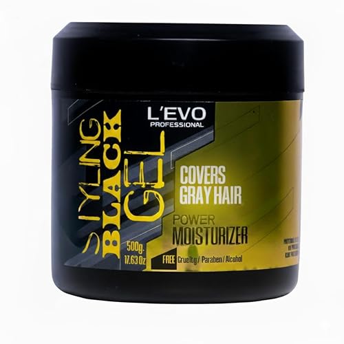 Miniatura 2 de L'EVO PROFESSIONAL Gel de peinado negro para hombres, sujeción media, cobertura y mezcla de grises naturales, hidratante potente, sin alcohol ni