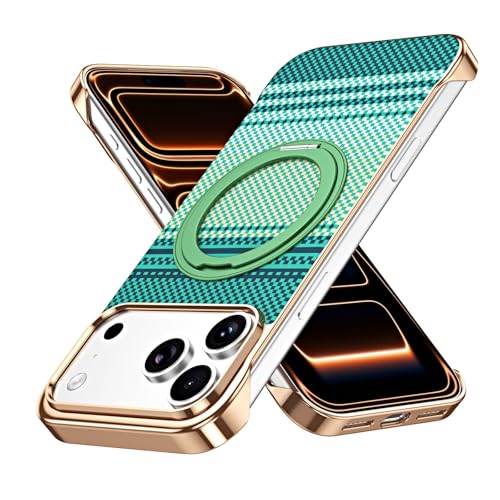 Coque iPhone 15 sans cadre verte anti-chute avec anneau de support