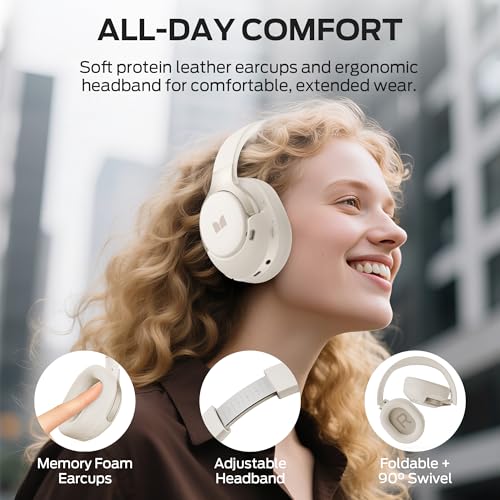 Image of Monster Persona 5th ANC-Wireless Bluetooth Over-Ear Headphones with Microphone, 70H Playtime, Foldable Lightweight Bluetooth 6.0Headphone for Travel /Office(Beige)