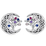 Árbol de la Vida con Piedra Natal de Plata de Ley 925, Colgante para niñas, hipoalergénico para Orejas sensibles