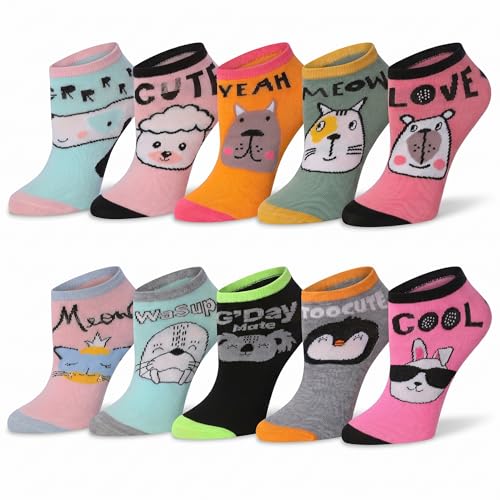 Image of Tipi Toe Women's 10 Pairs Lightweight Colorful Socks - Fun Low Cut Patterns for All-Day Comfort and Easy Everyday Style
