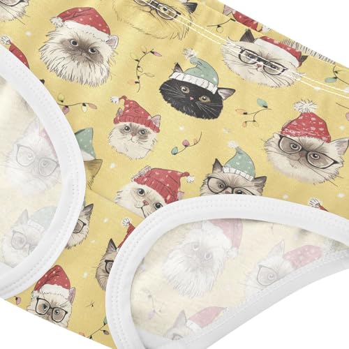 Girls Underwear Soft Cotton Christmas Cats Face Kids Panties in Sizes 2/3t, 4t, 5t, 6 and 84