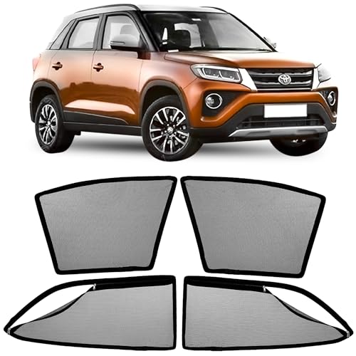 Image of AutoStory Magnetic Car Sunshade for Urban Cruiser | Front Half Cut for Mirror Visibility + Rear Full Coverage with Zipper | Heavy Heat & UV Protection | Privacy Side Window Curtains Shades