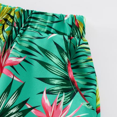 Image of Weixinbuy Boys Summer Outfits Short Sleeve Hawaiian Shirt and Shorts Vacation Set for Kids Summer Clothes Set