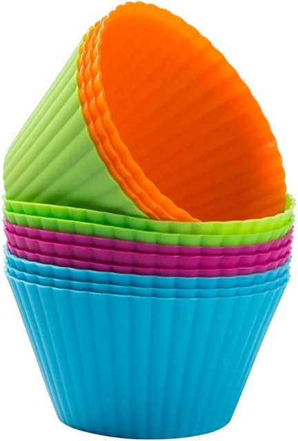 webake Silicone Muffin Cupcake Cases 9cm Large Cupcake Moulds Baking Cups 12 Pcs Reusable Non-Stick Jelly Cake Mould for Cakes Ice Creams Puddings Jelly