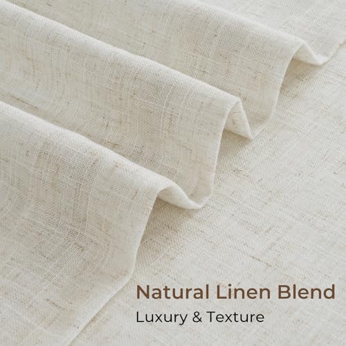 Linen Pinch Pleated Blackout Curtains, 70 inches Wide Drapes, Extra Wide Curtains with 20 Hooks, Ideal for Bedroom and Living Room, 70" W x 102" L (Pack of 2), Natural