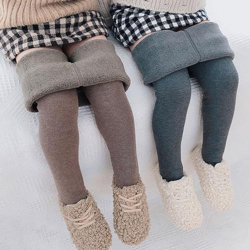 Toddler Girls Cotton Fleece Lined Warm Tights Footed Cable Knit Leggings Solid Color Pantyhose Stockings Pants for Kids2